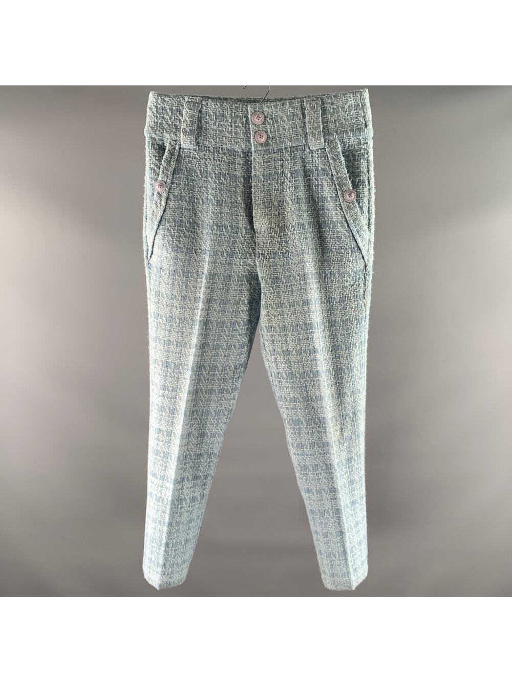 ORTTU Size 30 Light Blue Tweed Acrylic Blend Pants